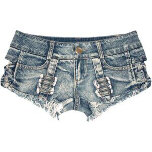 Women’s Stretch Denim Shorts Low Rise Frayed Hem Booty Beach Party Wear